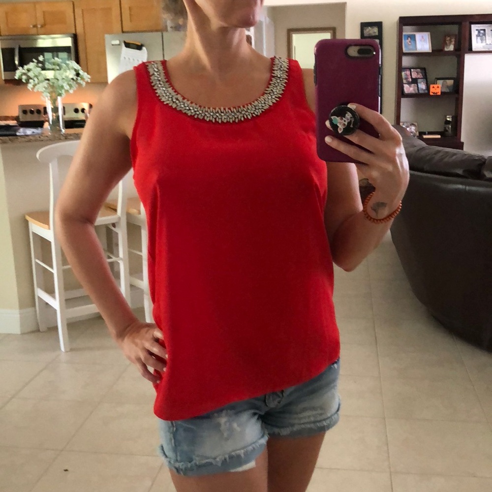 NWT 🆕 Sexy RED ❤️ Open Back Top with Beading
